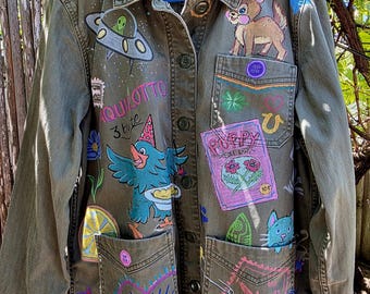 Handpainted art lightweight jacket