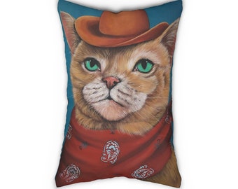 Cowboi Kitty Art Pillow