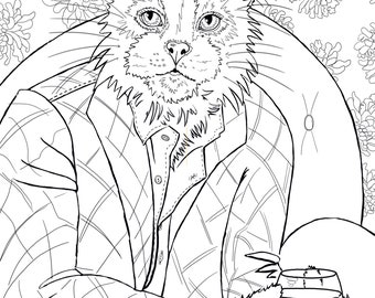 Digital download coloring page Harper the Cat in 3 formats
