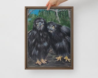 Big Bear Eaglets Sandy and Luna art on framed canvas
