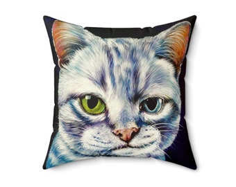 Smirky Cat Faux Suede Square Pillow