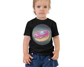 Space Donut Cat Artwork on a Toddler Short Sleeve Tee