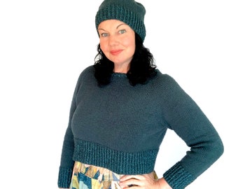 Pop Crop Sweater and Pop Hat PDF Knitting Pattern Download