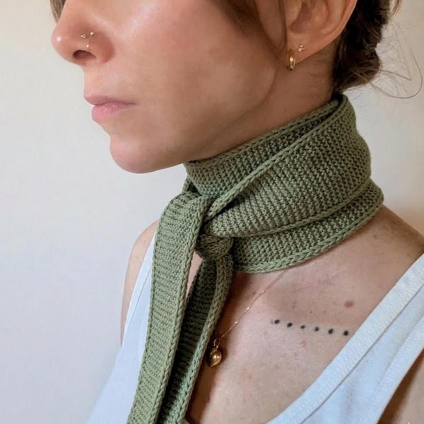Modern Hand-Knit Neckerchief | Bamboo Cotton Summer Hair Scarf | Minimalist Bag Accessory | Coastal Chic Bandana | Petit Cadeau Small Gift