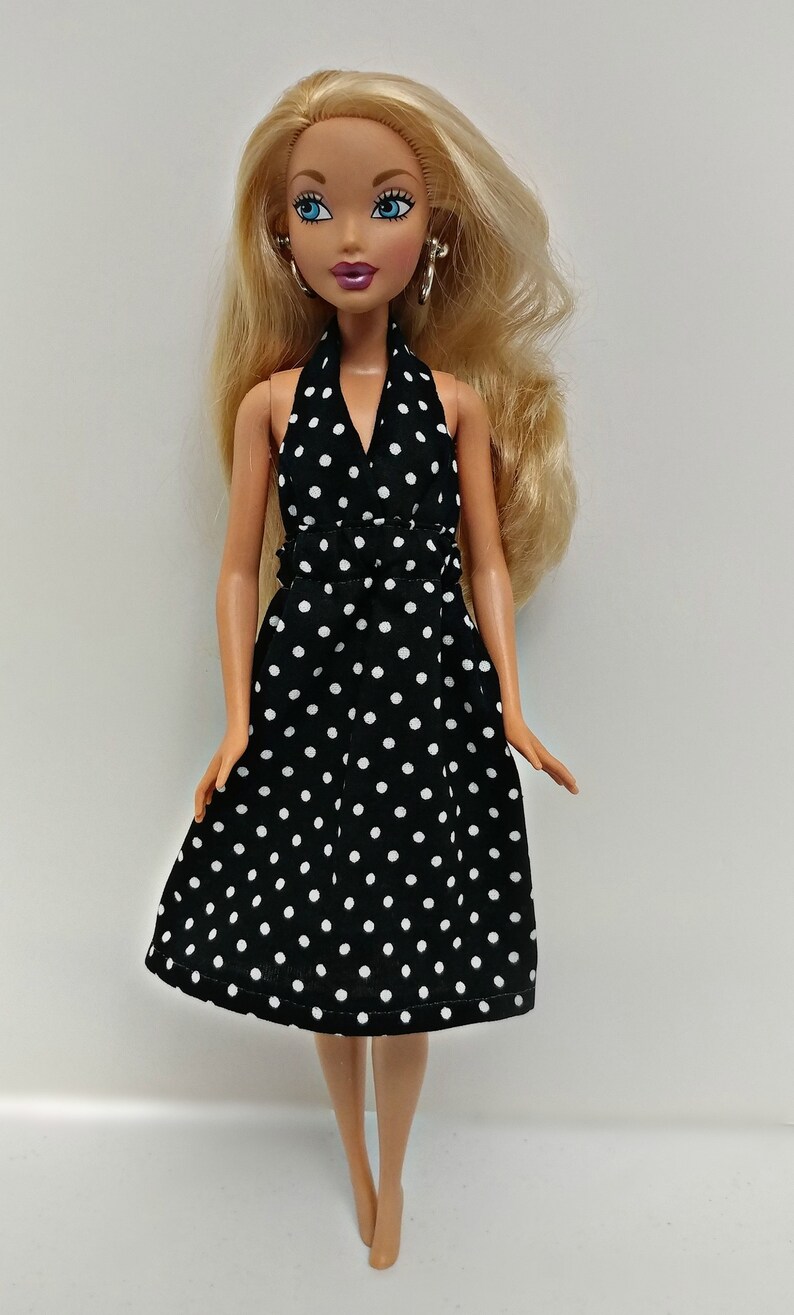 BLACK Polka Dot Short Barbie Dress Fits Curvy Silkstone and | Etsy