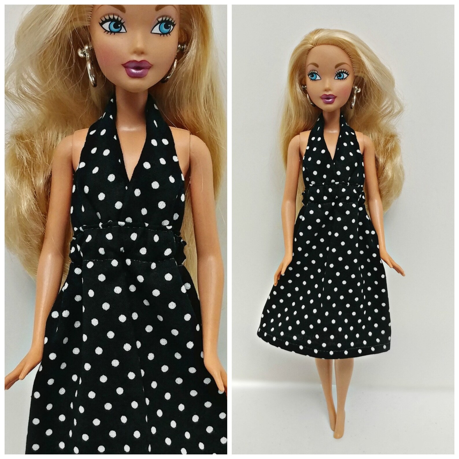 BLACK Polka Dot Short Barbie Dress Fits Curvy Silkstone and | Etsy