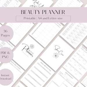 Beauty Planner, beauty routine tracker, skin care journal, beauty journal, printable skin care planner, make up planner, glow up tracker