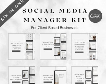 6 in 1 Social Media Manager Starter Kit, Business Starter Kit, Client Onboarding, Business Template, Canva Template, Business Tools