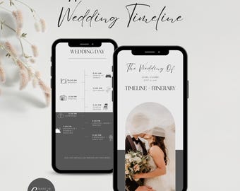 Mobile Hochzeit Tag Timeline Vorlage, Minimalistische Hochzeit Timeline Vorlage, bearbeitbarer Hochzeitsplaner, Hochzeitswochenende Reiseplan, Empfang