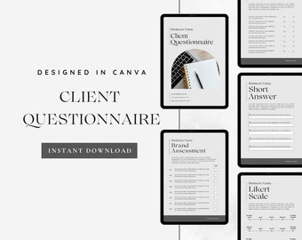 新規クライアント アンケート テンプレート、新規クライアント オンボーディング、Canva テンプレート、ソーシャル メディア マネージャー、ビジネス ツール