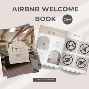 Airbnb-sjabloon welkomstboek, Airbnb-huisgids Canva, Airbnb-gids, VRBO-gastenboek, bewerkbare Airbnb-borden, strandvakantie
