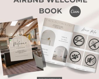 Airbnb Welcome Book Template, Airbnb House Guide Canva, Airbnb Guidebook, VRBO Guest Book, Editable Airbnb Signs, Beach Vacation Rental