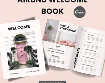Airbnb Welcome Book Template, Airbnb House Guide Canva, Airbnb Guidebook, VRBO Guest Book, Editable Airbnb Signs, Vacation Rental Template