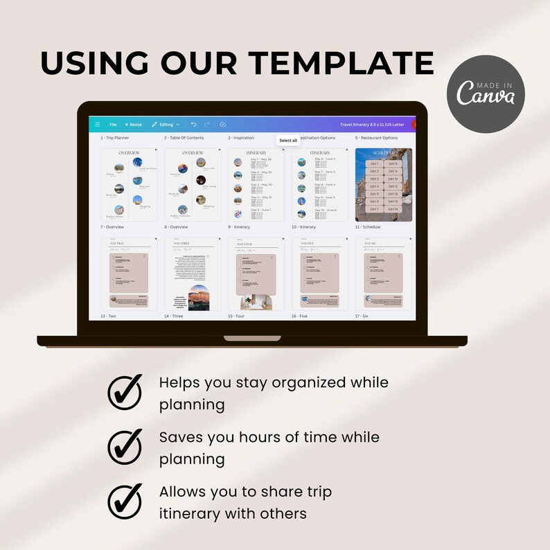 Editable Travel Itinerary Template, Mobile Travel Planner, Printable ...