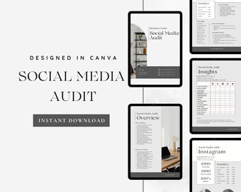 Social Media Audit Template, Social Media Manager Template, Canva Template, Business Tools