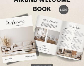 Airbnb Welcome Book Template, Airbnb House Guide Canva, Airbnb Guidebook, VRBO Guest Book, Editable Airbnb Signs, Vacation Rental Template
