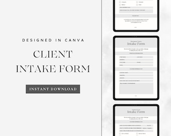 Client Intake Form, Business Form, Business Template, Canva Template