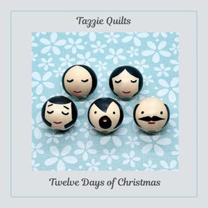 Twelve Days of Christmas Pre Painted Wooden Heads for the mmmCrafts Twelve Days of Christmas Ornament Series
