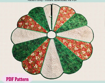 Quilted Christmas Tree Skirt Pattern - DIGITAL PDF - Dresden Christmas