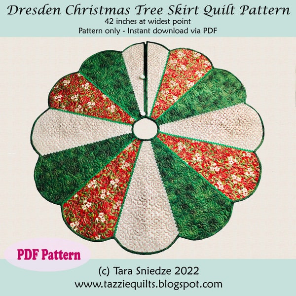 Quilted Christmas Tree Skirt Pattern - DIGITAL PDF - Dresden Christmas