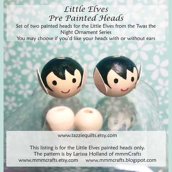 Little Elves Painted Heads - Pre Painted Wooden Heads for the mmmCrafts Twas the Night Ornament Series