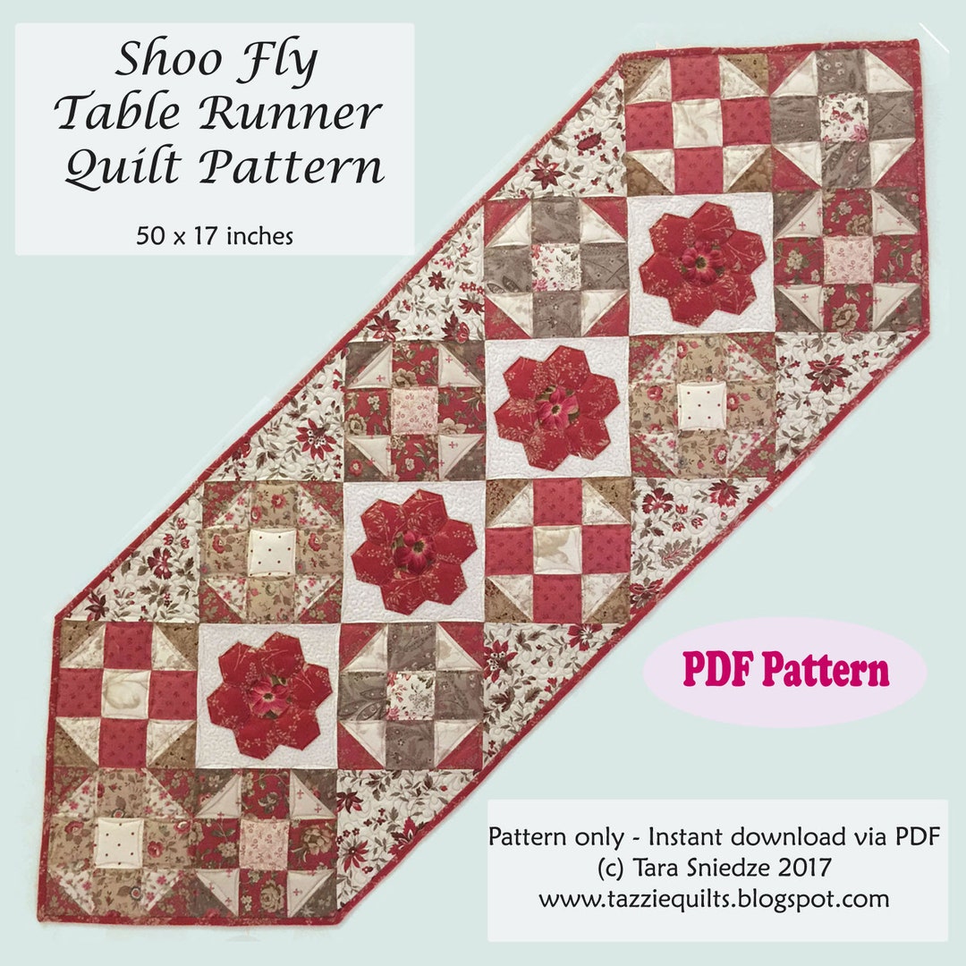 Quilted Table Runner Pattern - Shoo Fly Table Runner - Etsy