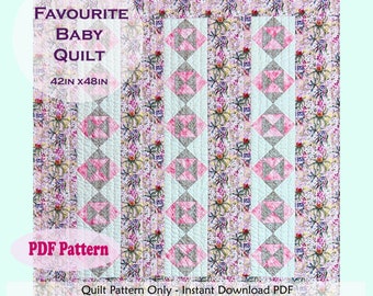 Quilted Crib Quilt Pattern Instant Download; Quilted Cot Quilt Pattern Instant Download; Strip Pieced Crib Quilt Pattern; Crib Quilt Pattern