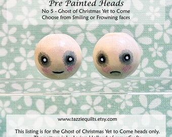 Ghost of Christmas Yet to Come - Pre Painted Wooden Heads for the mmmCrafts Ebenezer Ornament Series