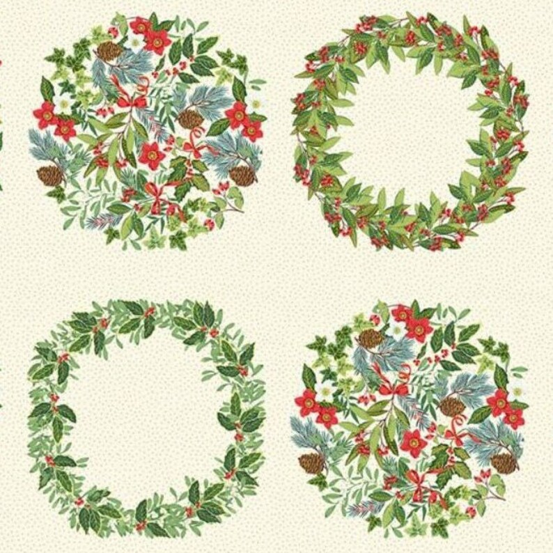 Yuletide Christmas Wreath Panel by Makower image 1