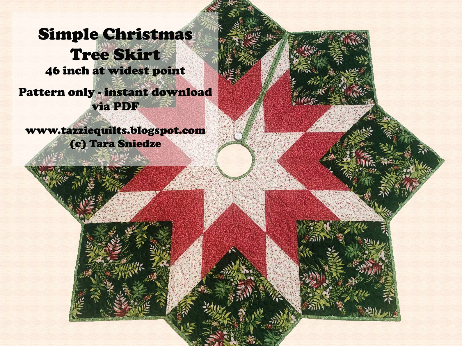 Quilted Christmas Tree Skirt Pattern PDF Original Tree Skirt Pattern