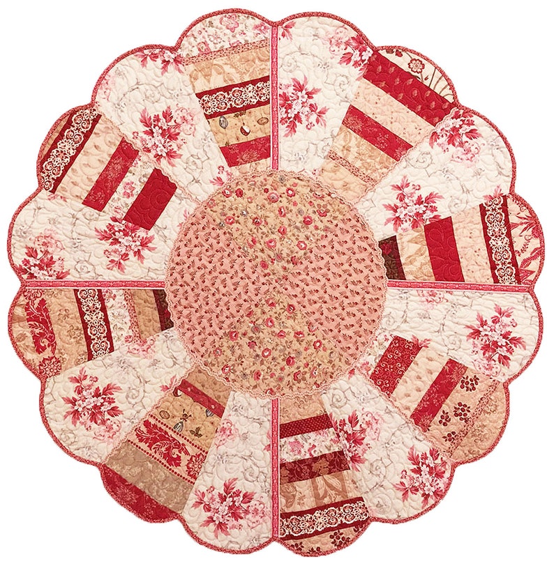 Quilted Table Topper Pattern - Dresden Plate Table Topper - PDF Instant Download Quilt Pattern image 8