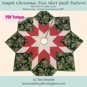 Quilted Christmas Tree Skirt Pattern - DIGITAL PDF - Simple Tree Skirt 2022 Update