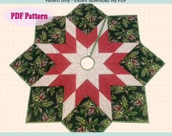 Quilted Christmas Tree Skirt Pattern - DIGITAL PDF - Simple Tree Skirt 2022 Update