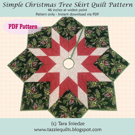 Quilted Christmas Tree Skirt Pattern - DIGITAL PDF - Simple Tree Skirt 2022 Update