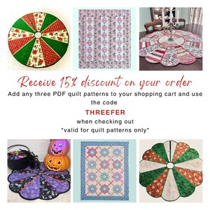 Quilted Table Topper Pattern - Dresden Plate Table Topper - PDF Instant Download Quilt Pattern image 3