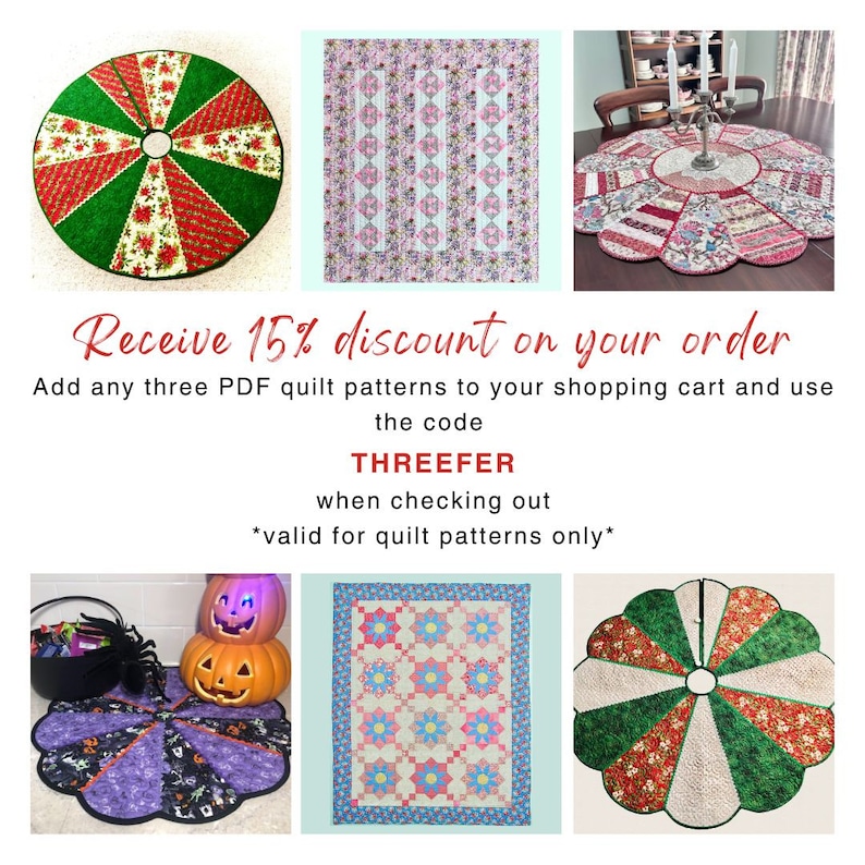 Quilted Table Topper Pattern - Dresden Plate Table Topper - PDF Instant Download Quilt Pattern image 3