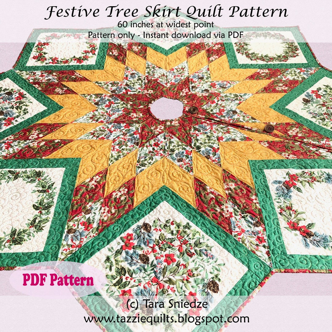 Quilted Tree Skirt Pattern Festive Christmas Tree Skirt 60in Etsy