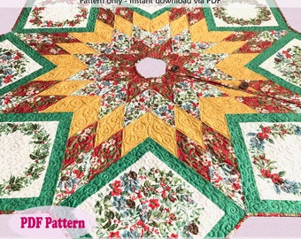 Quilted Tree Skirt Pattern - Festive Christmas Tree Skirt 60in