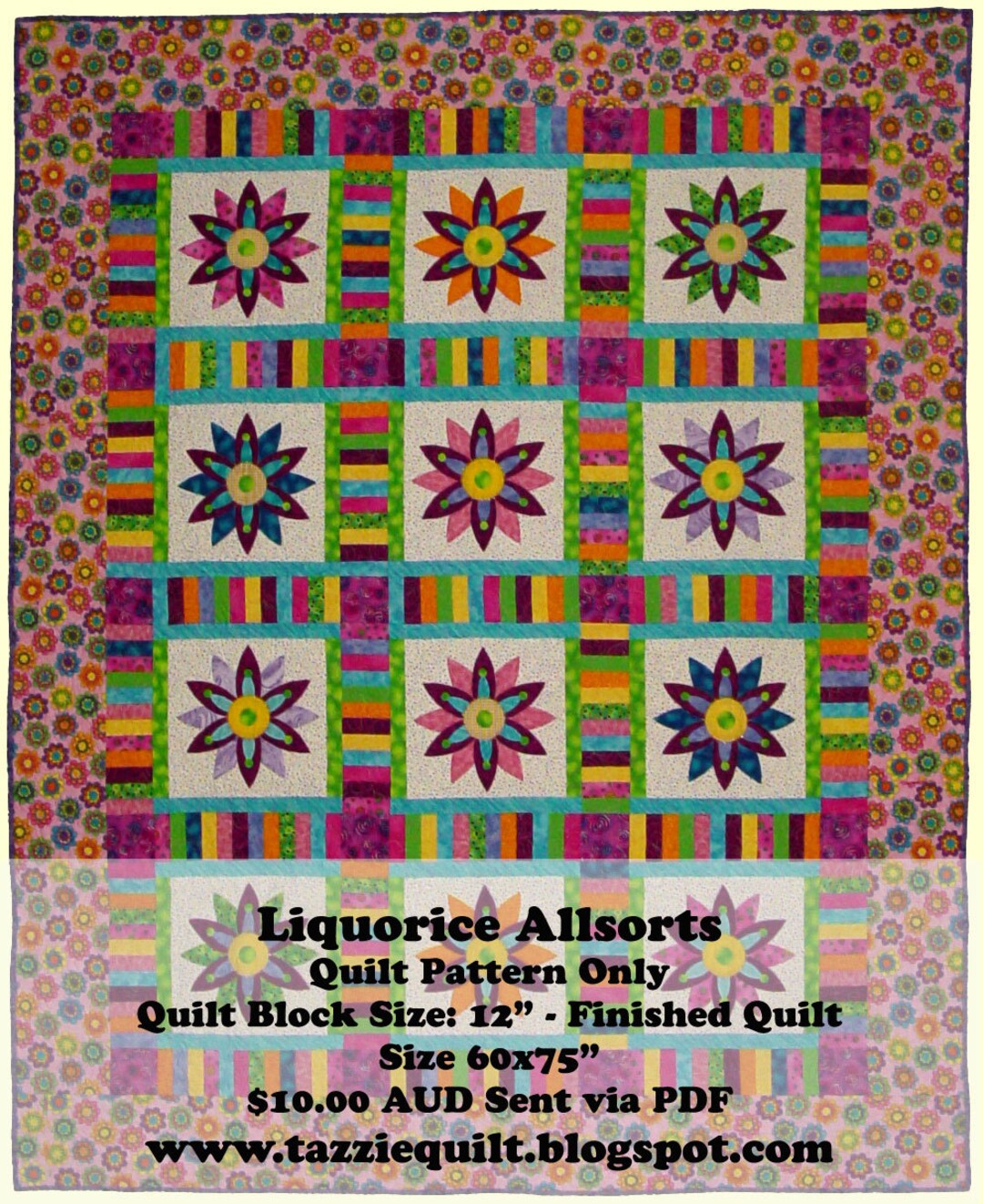 Liquorice Allsorts Quilt Pattern. A Bright Scrappy Quilt for Etsy