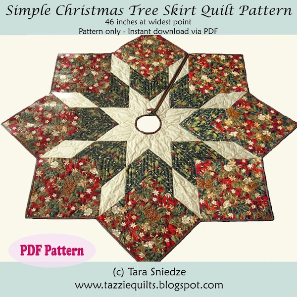 Quilted Christmas Tree Skirt Pattern - PDF Original - Tree Skirt Pattern - Quilted Tree Skirt