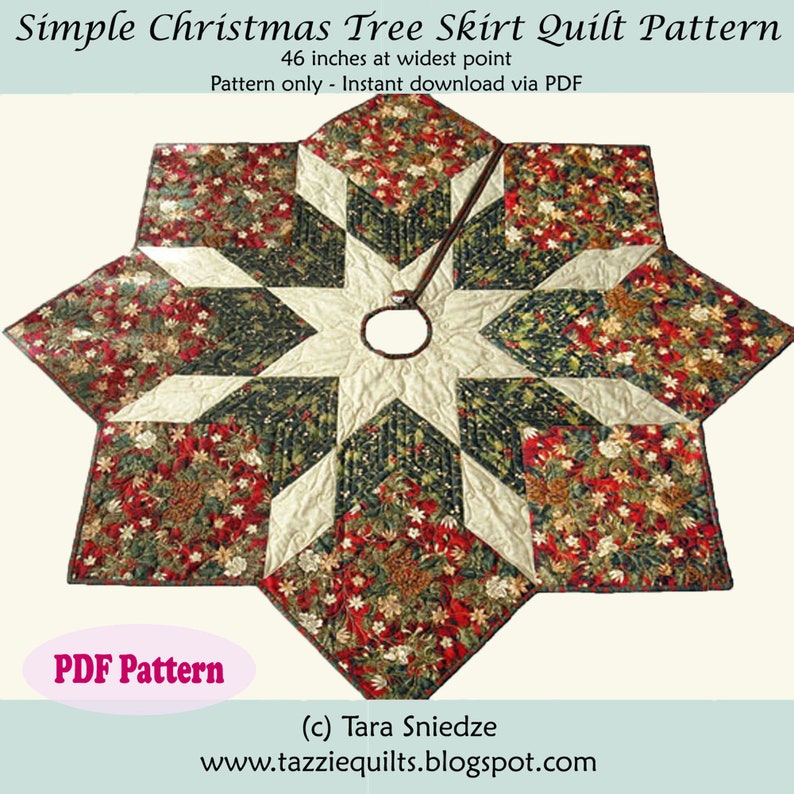 Quilted Christmas Tree Skirt Pattern PDF Original image 1