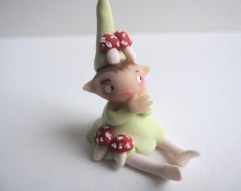 Mushroom pixie miniature figurine