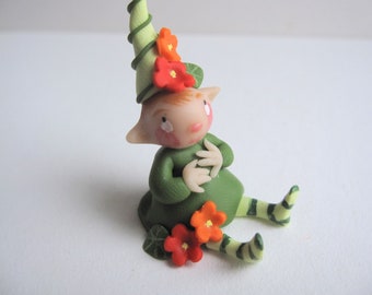 The nasturtium fairy elf miniature doll figurine