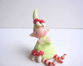 Mushroom pixie miniature figurine
