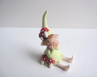 Mushroom pixie miniature figurine