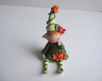 The nasturtium fairy elf miniature doll figurine