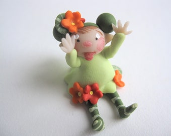 The nasturtium fairy elf miniature doll figurine