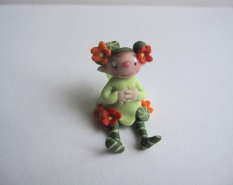 The nasturtium fairy elf miniature doll figurine