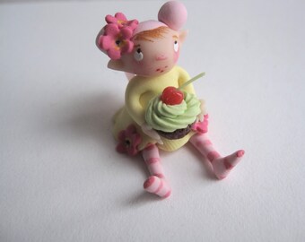 Fairy figurine birthday girl cupcake miniature doll