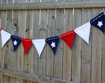 Patriotic Banner Flag Decoration Crochet Pattern Instant Download Wall Hanging Fourth of July Memorial Day Instant Download